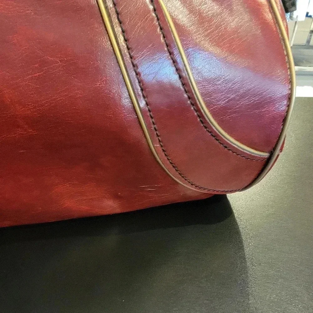 Vintage 1970s Brown Vinyl Travel Bag